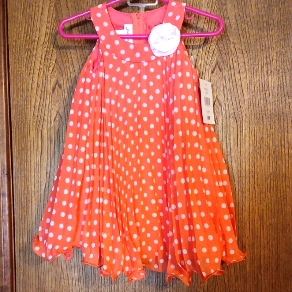 Polka Dot Kids Dress - Orange